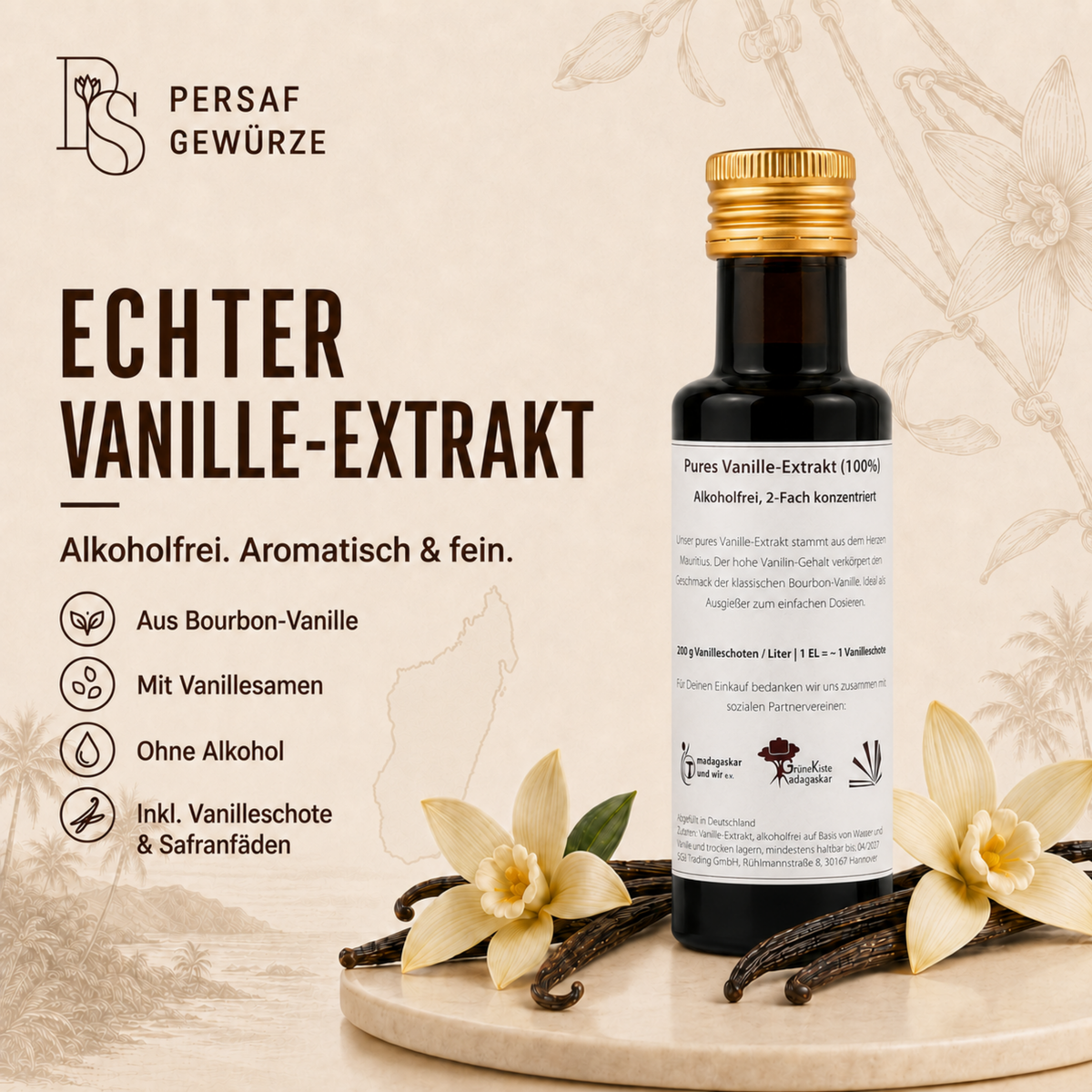 Pures Vanilleextrakt alkoholfrei
