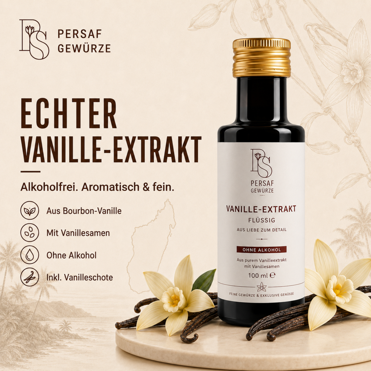 Vanilleextrakt alkoholfrei mit Invertzucker