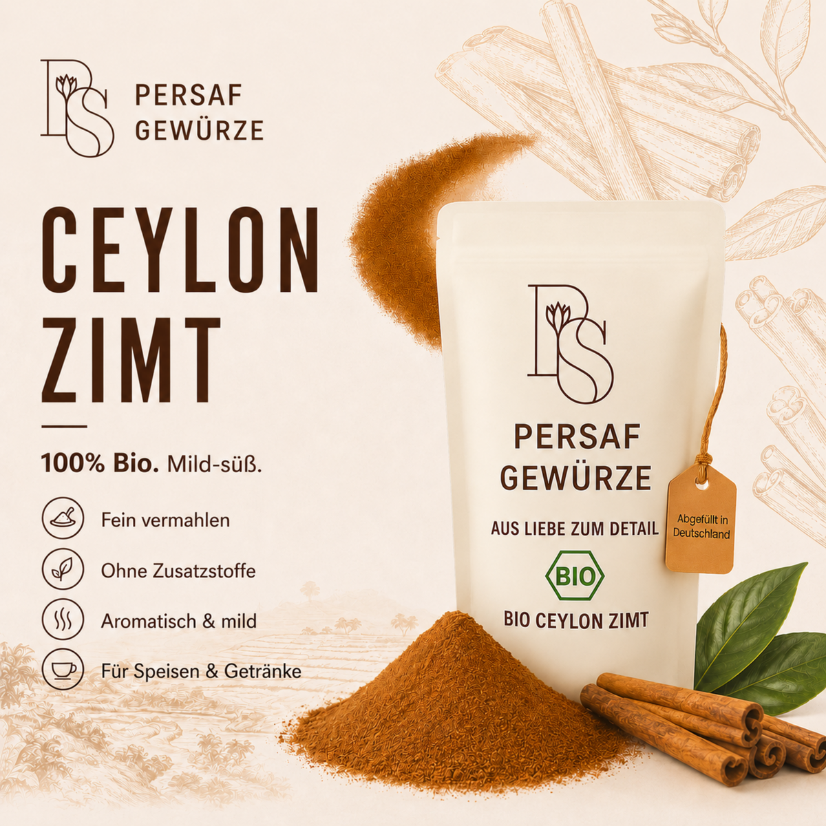 BIO Ceylon Zimtpulver in Gourmet-Qualität (DE-ÖKO-006)