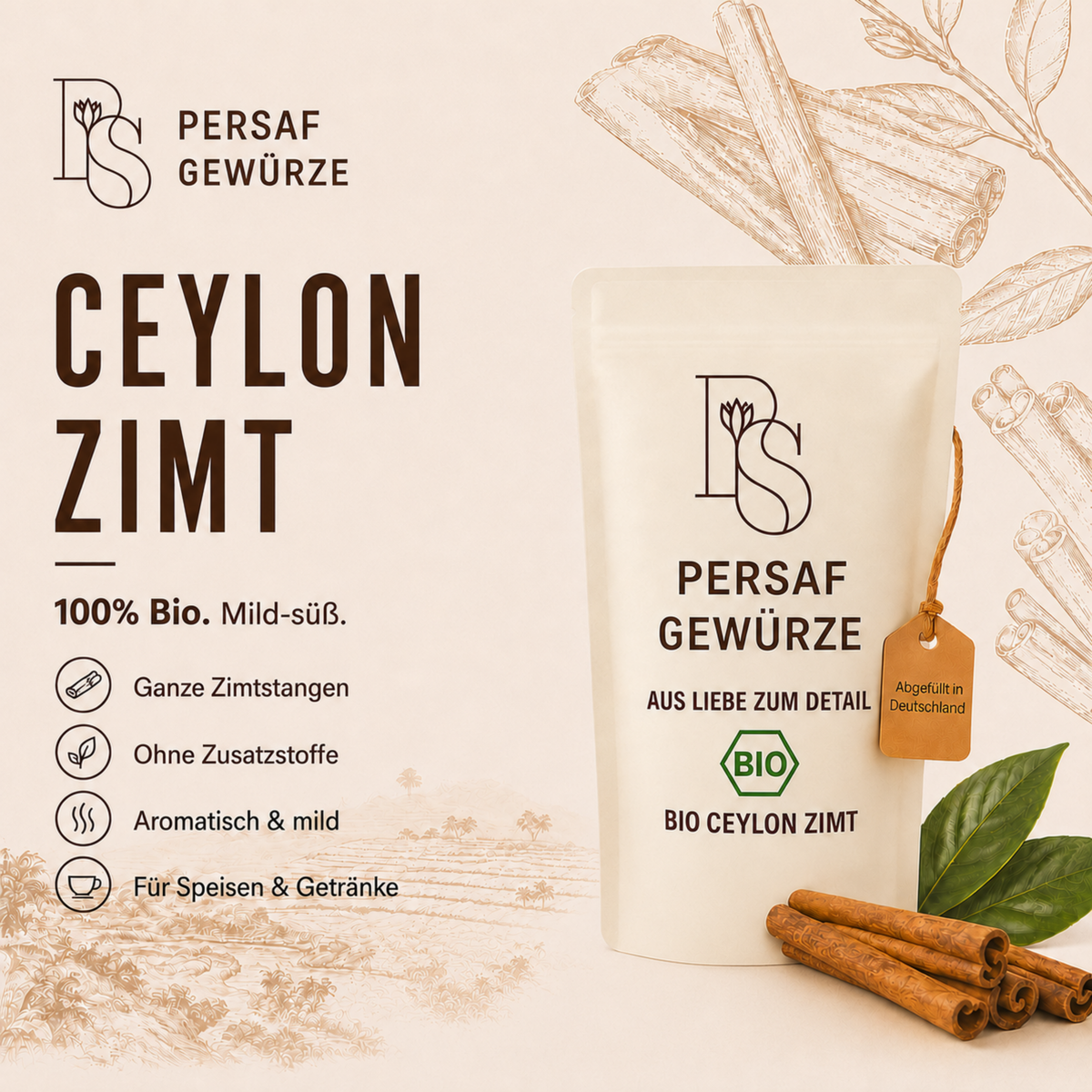 BIO Ceylon Zimtstangen in Gourmet-Qualität (DE-ÖKO-006)